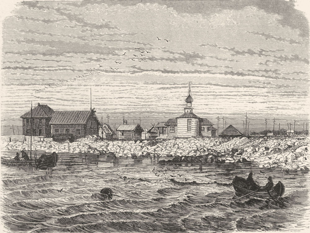 UKRAINE. On the Dniester 1880 old antique vintage print picture